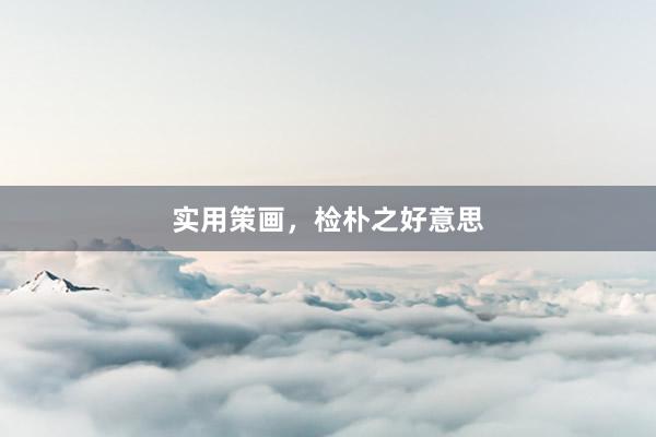 实用策画，检朴之好意思